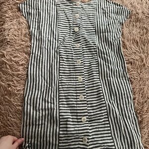 Madewell Linen blend Grey and White Striped Dress